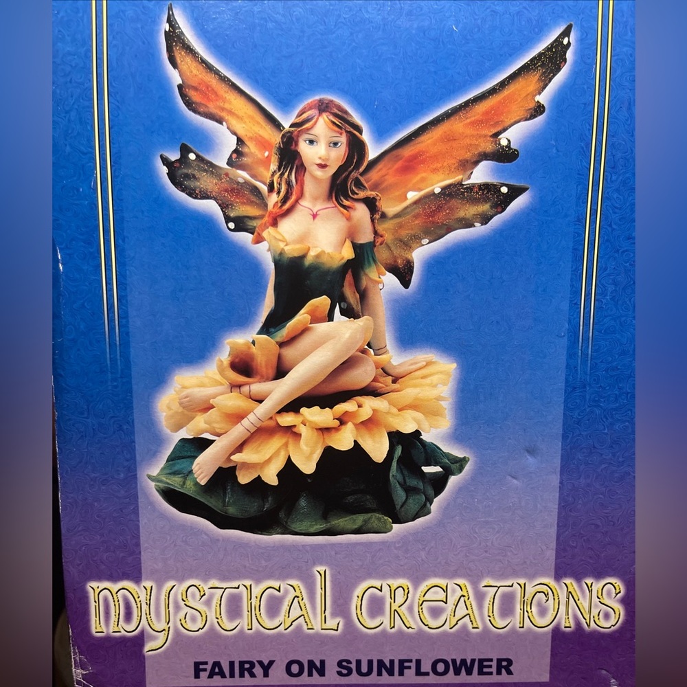 Mystical Creations “FAIRY on SUNFLOWER” 🌻10" Brand New🌻90’s Spencer Gifts RARE